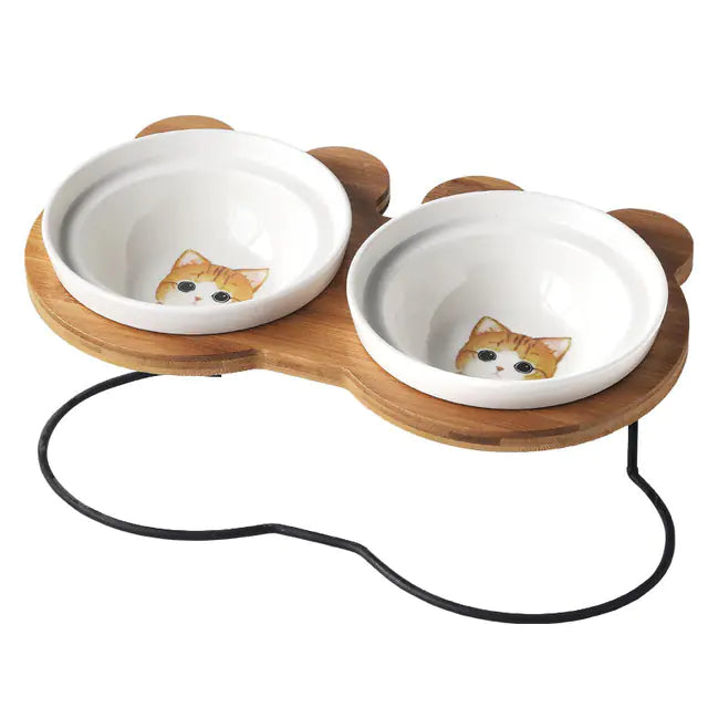 Spine Protection Bowl Holder for Cat Food and Water - PetsAnonymous