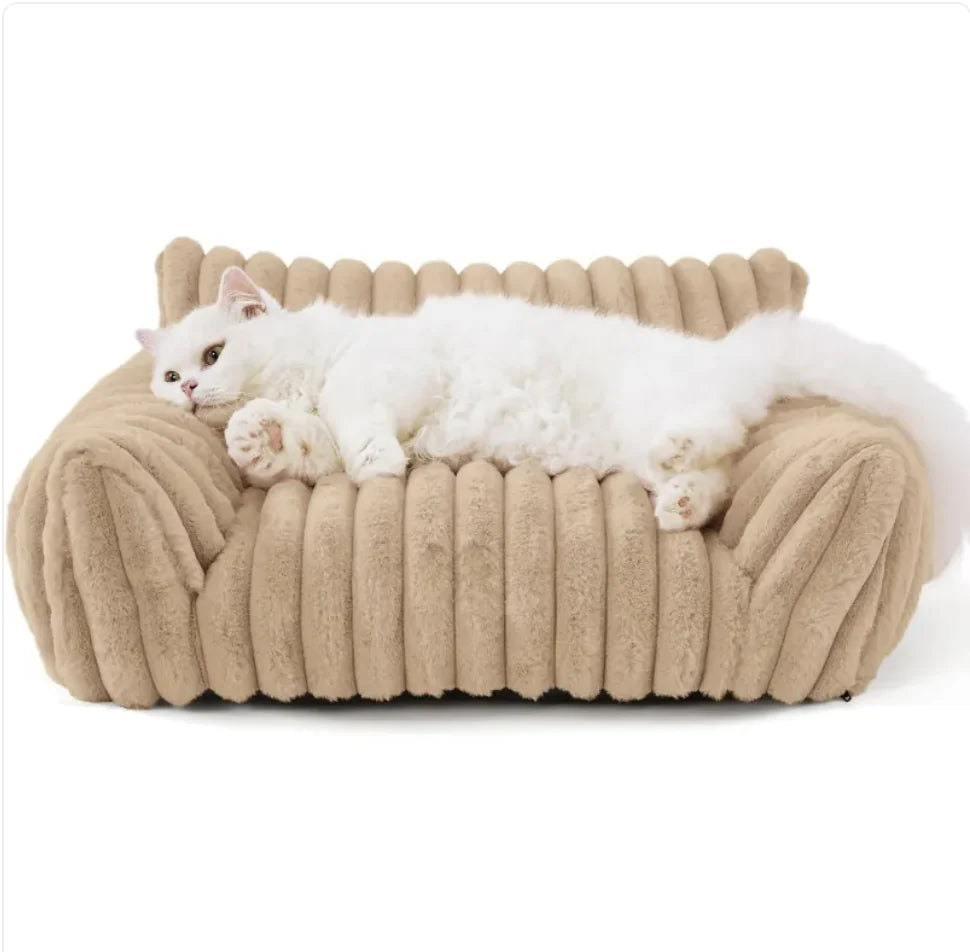 Bedsure Cute Cat Sofa - Soft Corduroy Fleece Pet Bed - PetsAnonymous