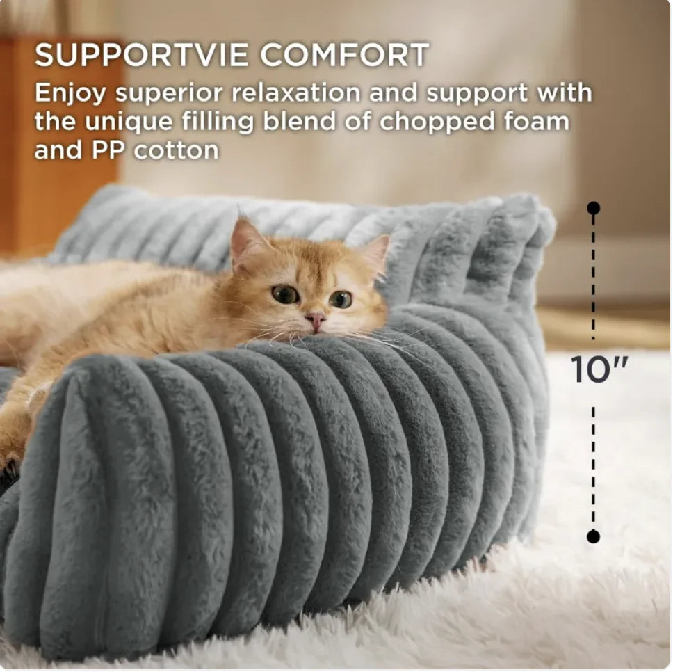 Bedsure Cute Cat Sofa - Soft Corduroy Fleece Pet Bed - PetsAnonymous